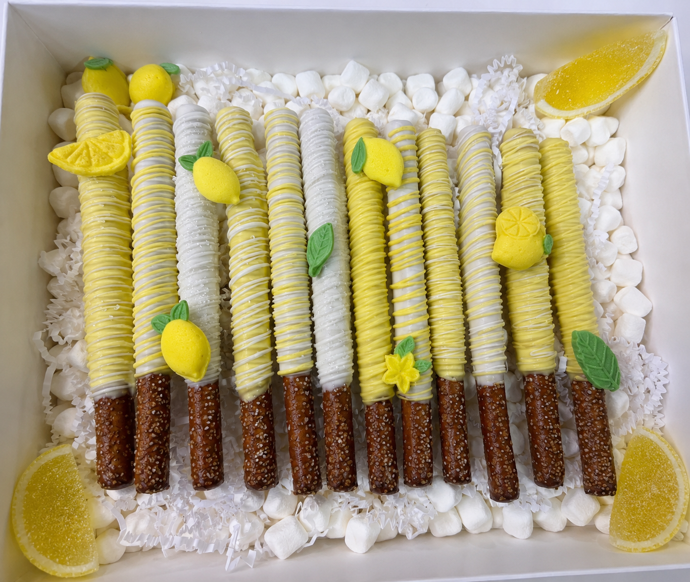 Lemon Themed Pretzel Rods
