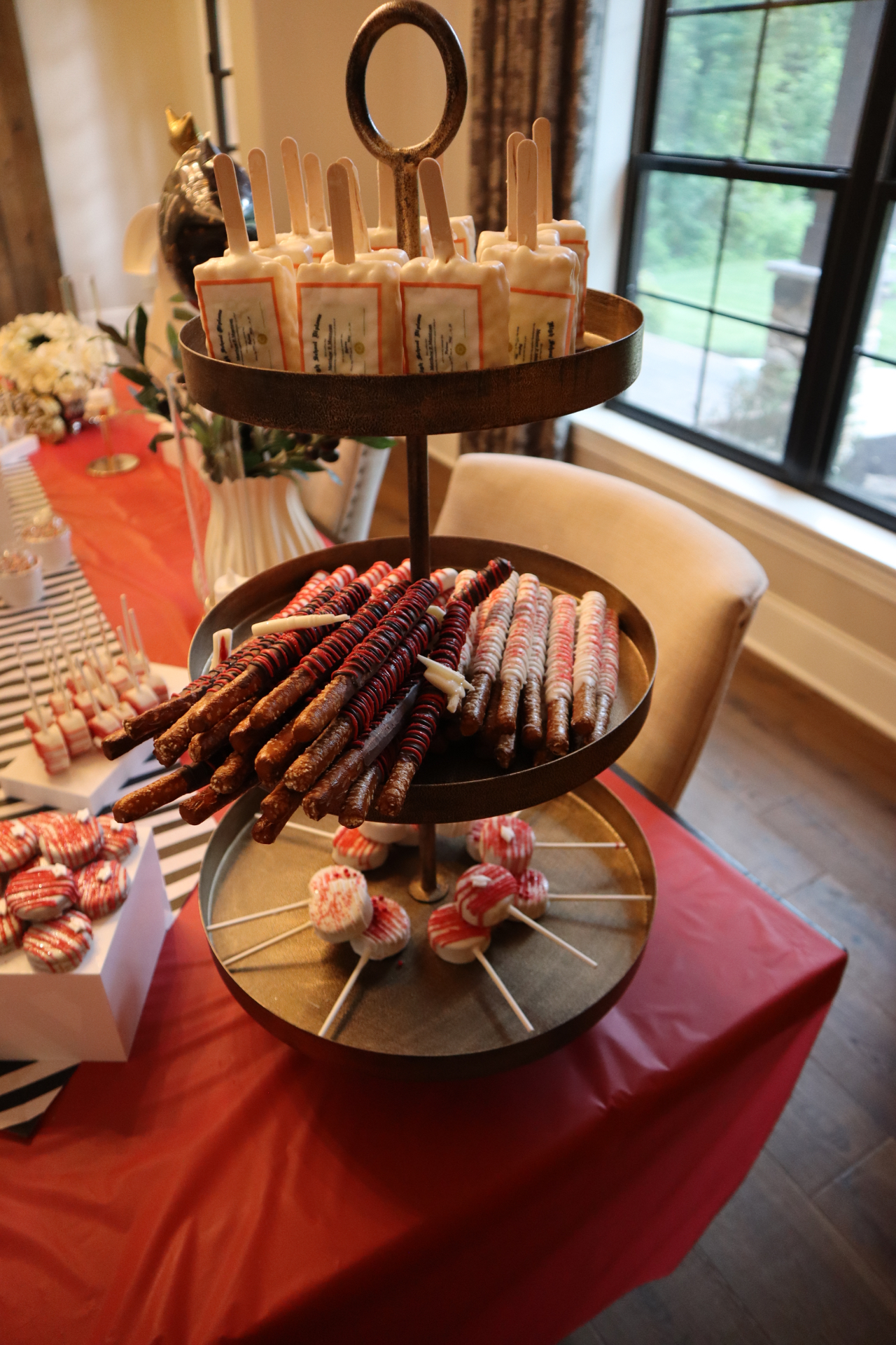 Rice Krispie treats with edible images on display