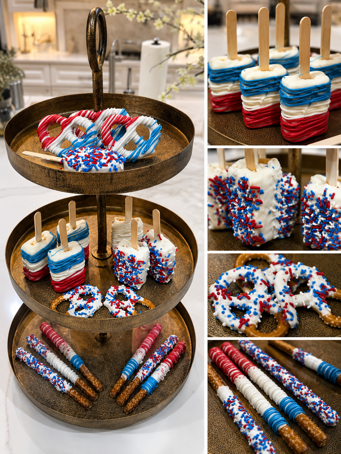 Red white and blue patriotic treat spread